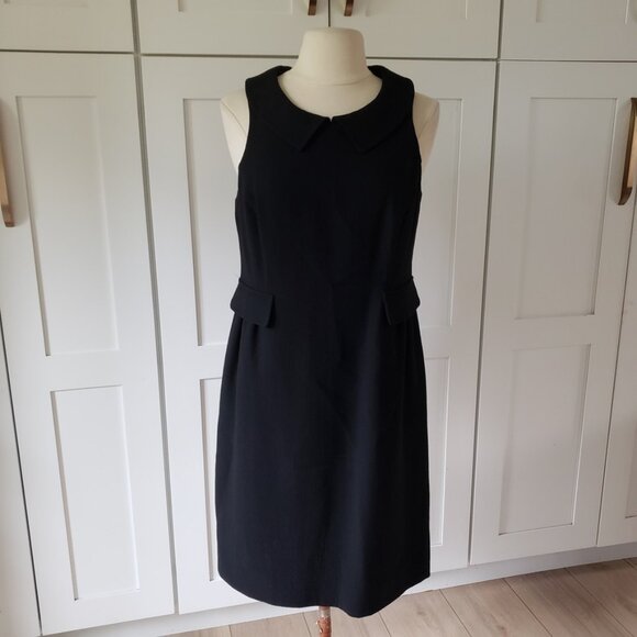 Armani Collezioni Dresses & Skirts - Armani Collezioni Virgin Wool Crepe Dress 8 Black Peter Pan Collar Sleeveless